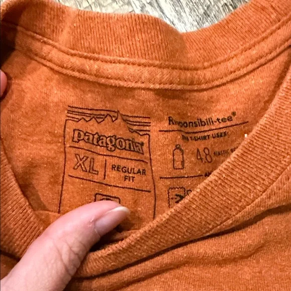 Patagonia Orange Short Sleeve Tee with Logo - Picture 2 of 3